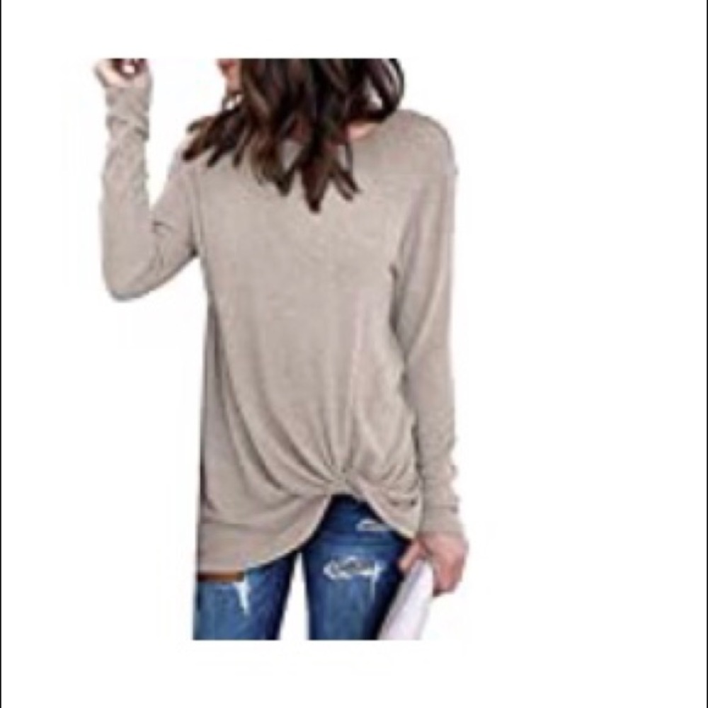 Front Knot Long Sleeve Top
